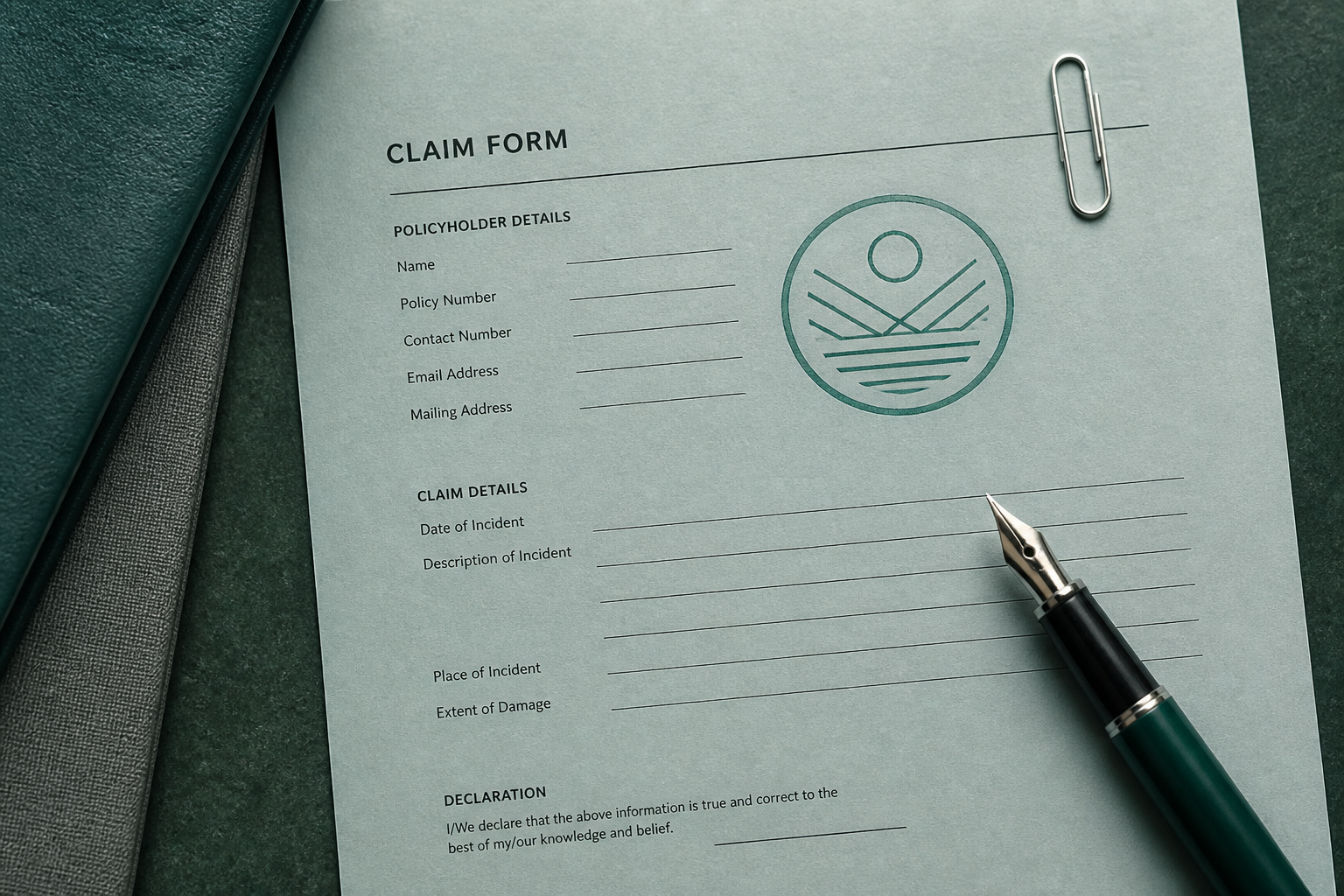Stamped claim form and jade ink pad